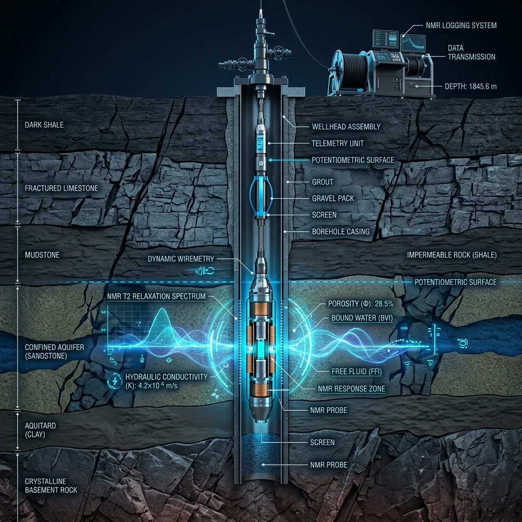 EchoFlow Aqua Low-Field NMR Well Logging Probe in Artesian Aquifer