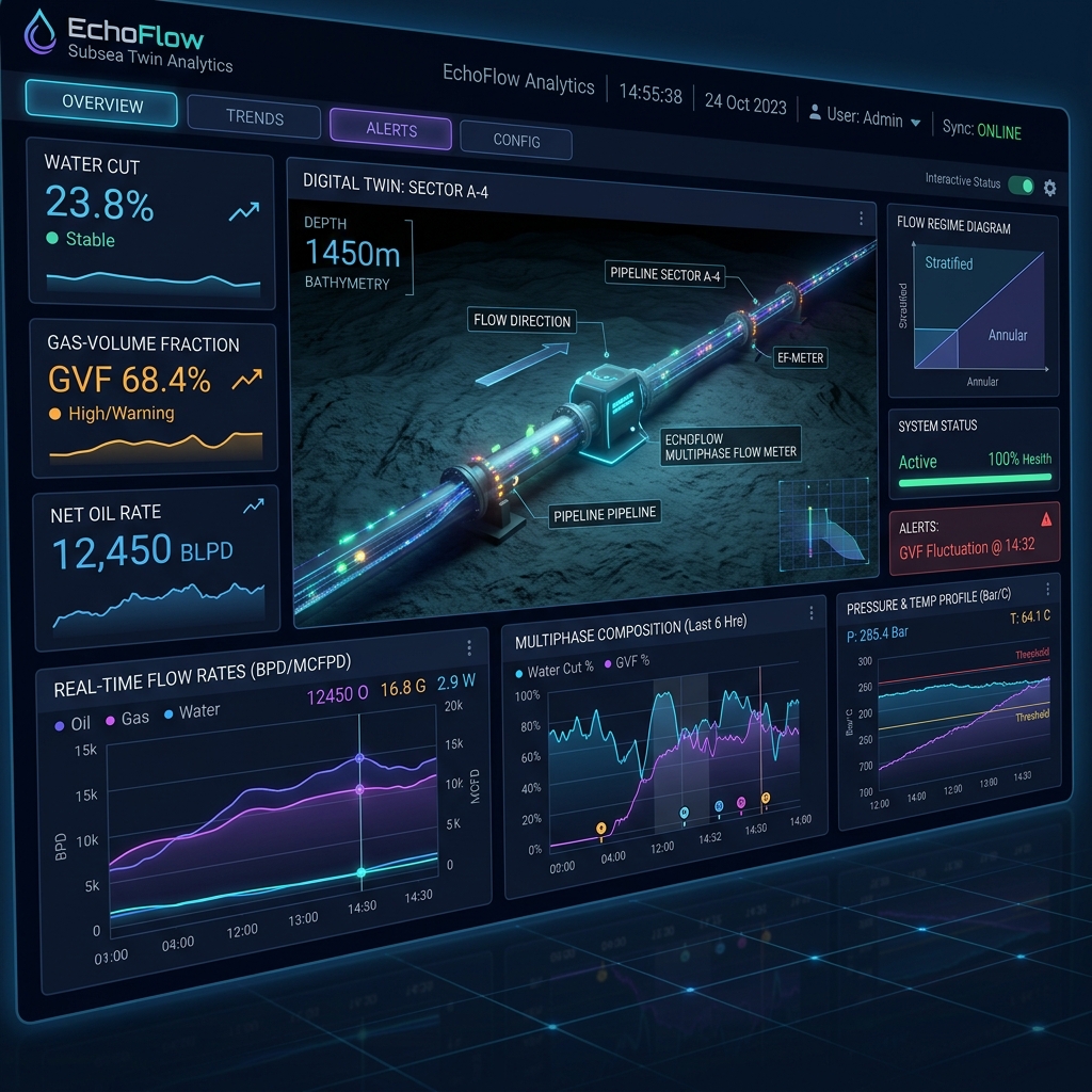 EchoFlow CS-MPFM integrated with platform SCADA and a continuous Digital Twin